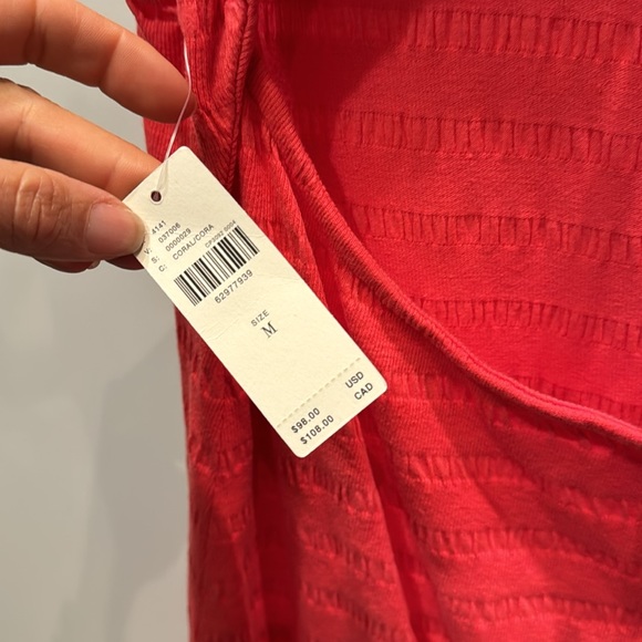 Anthropologie Flounced Open-Back Mini Dress Coral Textured NWT - Picture 6 of 7